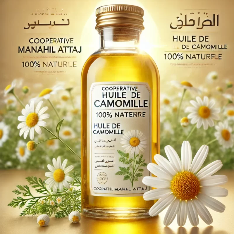 زيت البابونج (Chamomile Oil) من Cooperative Manahil Attaj هو منتج طبيعي 100% مستخلص بعناية فائقة من أزهار البابونج النقية، باستخدام طرق تقطير متطورة للحفاظ على العناصر الفعالة والمركبات الطبيعية. يتميز هذا الزيت بخصائصه الاستثنائية التي تجعله أحد أفضل الخيارات للعناية بالبشرة والشعر والصحة العامة.