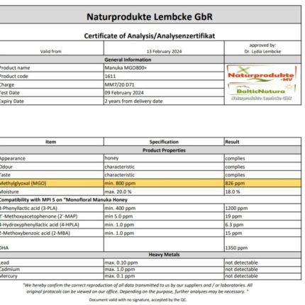 عسل المانوكا الأصلي 800+ MGO