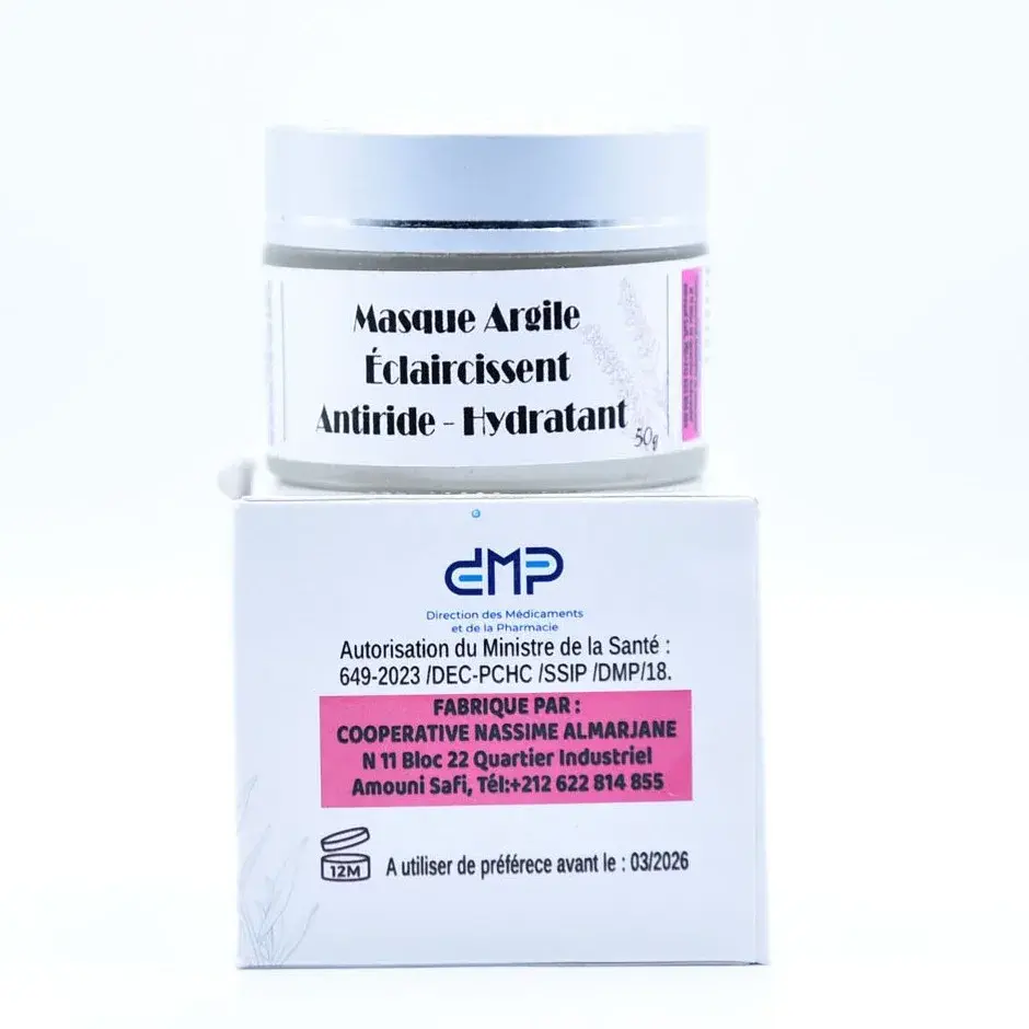 Masque argile éclaircissant anti-rides hydratant